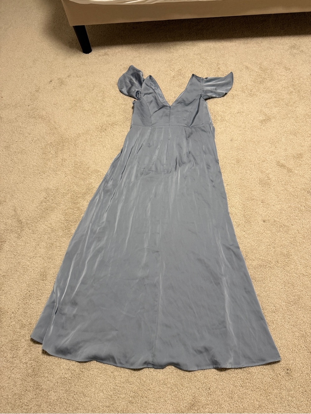 Azazie Dusty Blue Stretch Satin Bridesmaid Dress